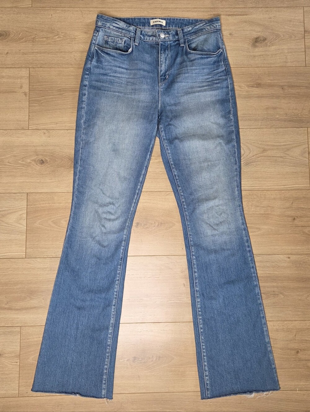 L’AGENCE Ruth High Rise Straight Raw Hem Jeans Size 29 USA Made Model off Duty